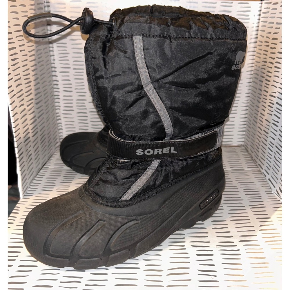 Sorel Kids Flurry Black Snow Boots‎ Waterproof Insulated NY1965-016 Size 5 Youth